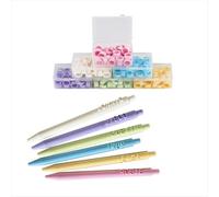Set di Penne Creative Fai da Te Con Numeri Inglesi, Macaron, 6 Colori - Carine, Kawaii, Divertenti - Inchiostro Gel Retrattile, a Sfera, 0,5 mm, Nero