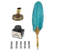 Set di Penne D'oca Retrò per Calligrafia con 5 Pennini di Ricambio e Portapenne, Stile Antico