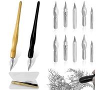 Set di penne e supporti, portapenne, 125 mm, per disegnare fumetti, penna calligrafia, set con 5 diverse piume, portapenne per fumetti calligrafia (2 colori)