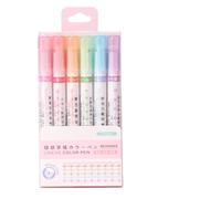 Set di penne evidenziatrici curve colorate - Set di pennarelli creativi 6 forme, design a flusso d'inchiostro fluido, pennarello da disegno a doppia punta, contorni colori vivaci | Linea per la