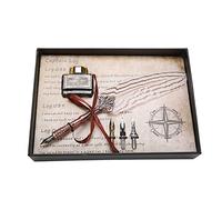 Set di Penne Feather con 3 Punte di Ricambio e Bottiglia D'inchiostro Vuota, Penna D'oca Retrò, Strumenti di Scrittura Regalo, Penna Firmata per Calligrafia, Disegno(Bianco)