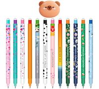 Set di Penne Gel-Cancellabili - Natale Erasable Gel Pens Sfera sull'Estremità per Rimuovere l'Inchiostro, Termosensibile, Diametro Punta 0,7 mm (12 penne cancellabili + gomma a forma di capibara)