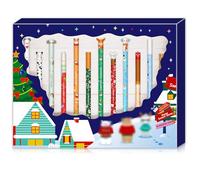 Set di Penne Gel-Cancellabili - Natale Erasable Gel Pens Sfera sull'Estremità per Rimuovere l'Inchiostro, Termosensibile, Diametro Punta 0,7 mm (12 scatole misteriose a forma di albero di Natale)