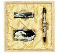 Set Di Penne Giapponesi Maki-e Urushi Con LED Loupe E USB Drive Hokusai Giappone