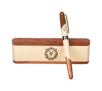 Set di penne in legno con incisione personalizzata, penna a sfera con custodia per regalo (E)