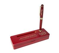 Set di penne in legno con incisione personalizzata, penna Executive e scatola con personalizzazione gratuita, penna a sfera in palissandro con custodia per regalo (Wreath)
