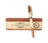 Set di penne in legno personalizzate con incisione, penna executive e scatola con personalizzazione gratuita, penna a sfera con custodia per regalo (A)