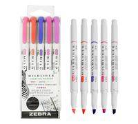 Set Di Penne Marker Creativo Zebra Mildliner Doppio Estremità Rosa E Viola
