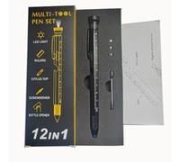 Set di penne multiuso 12 in 1, da uomo, con luce LED, righello, livella, cacciavite, apribottiglie, top massaggiante, regalo fantastico per uomini, Natale, festa del papà, compleanno