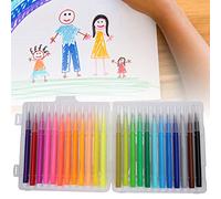 Set di Penne per Acquerello con Punta in Fibra Morbida 18 Colori per Materiale Scolastico di Pittura Elementare, Penna da Colorare Ad Asciugatura Rapida per Bambini (24 colori)