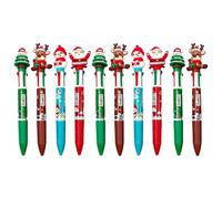 Set di penne per le vacanze, serie C | Penna a sfera retrattile 4 in 1, formato da personaggio natalizio, confezione ricompensa per la scuola