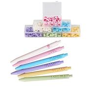 Set di penne per lettere creative fai-da-te con numeri inglesi, Macaron 6 colori Penne carine Penna Kawaii Penne fresche Penne divertenti Penne a inchiostro gel retrattili Penne a sfera Inchiostro nero 0,5 mm