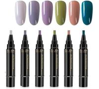 Set di penne per nail art, 6 pezzi, 3 in 1, per principianti in salone di manicure professionale, asciugatura rapida e lunga durata, per strumenti di pittura per unghie (C)
