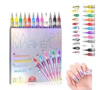 Set di penne per nail art da 12 colori, penne per liner a punti punteggiati per graffiti ad asciugatura rapida fai-da-te, penna per smalto 3D per lucidare la fodera per pittura a puntini 1 set