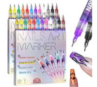 Set di penne per nail art in 12 colori, 2026, penna per nail art a punta fine da 0,5 mm, impermeabili e ad asciugatura rapida, per nail art fai da te, strumenti portatili per nail art per salone