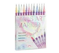 Set di Penne per Nail Art in 12 Colori, Marker per Unghie a Punta Fine da 0,5mm, Rapido Asciugamento, Disegno 3D, Dotting & Line Art, Kit Penne Gel per Bambini Ragazze Casa e Salone
