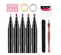 Set di penne per unghie, 5 colori, 3 in 1, per manicure e pedicure