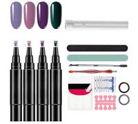 Set di penne per unghie professionali - 4 colori per set con strumento, penna per smalto, penne per smalto 3 in 1 ad asciugatura rapida per donna (1 Set(24 pcs)-F)