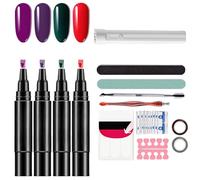 Set di penne per unghie professionali - 4 colori per set con strumento, penna per smalto, penne per smalto 3 in 1 ad asciugatura rapida per donna (1 Set(24 pcs)-G)