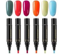 Set di penne per unghie professionali, 6 colori per set penne in gel da 8 ml, penne per unghie a secco rapido 3 in 1, penna per unghie facile per donne (F)