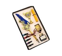 Set di penne stilografiche con timbro per ceralacca con piume, per calligrafia, arte, famiglia, amico, fontana, ceralacca, kit di timbri per la famiglia
