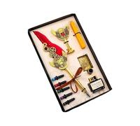 Set di penne stilografiche con timbro per ceralacca con piume, per calligrafia, arte, famiglia, amico, fontana, ceralacca, kit di timbri per la famiglia