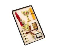 Set di penne stilografiche con timbro per ceralacca con piume, per calligrafia, arte, famiglia, amico, fontana, ceralacca, kit di timbri per la famiglia