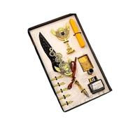 Set di penne stilografiche con timbro per ceralacca con piume, per calligrafia, arte, famiglia, amico, fontana, ceralacca, kit di timbri per la famiglia