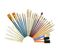 Set di pennelli Artina da 30 pezzi - set di pennelli con pennello in setole, pennello rotondo, pennello piatto, pennello in spugna e spatola per pittura - setole naturali e nylon
