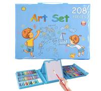Set di pennelli da 208 pezzi, articoli di cancelleria per pittura portatile, 208 pezzi, kit da disegno per bambini, penne ad acquerello e pastelli per viaggi, scuola e vacanze, divertimento creativo
