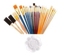 Set di pennelli da 25 pezzi con 1 pallet, pennello per gesso, pennello per acquerello, pennello per olio, pennello per artisti, set di pennelli acrilici, set di pennelli da pittura, set di pennelli