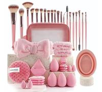 Set di pennelli da trucco da 42 pezzi, con custodia, set di pennelli da trucco, di alta qualità, multifunzionali, per fondotinta, ombretti, contorni, cipria e correttore (rosa)