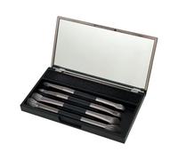 Set di pennelli da trucco da viaggio, 4 pennelli da trucco a doppia estremità, scopa di bellezza compatta, 14 x 8 x 2 cm, accessori professionali per fard viso, strumenti cosmetici da donna per viaggi