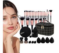Set di Pennelli da Trucco da Viaggio,Pennelli Fondotinta Ombretti Accessori Viso con Custodia | Custodia Organizer da Viaggio Leggera per Accessori Cosmetica