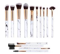 Set di pennelli da trucco in marmo - 14 pennelli tra cui pennello per ombretto, correttore e fard