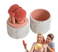 Set di pennelli da trucco, pennello da viaggio per fondotinta, applicatore morbido professionale per evidenziatore con custodia in strass per fotografia da sposa