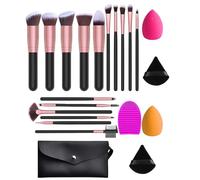 Set di pennelli da trucco - Spugna per trucco | Set di 20 pennelli da trucco e spugne | Set completo di strumenti per il trucco per ombretto, fard, correttore e fondotinta per tutti i trucchi del viso