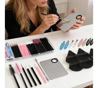 Set di pennelli da trucco usa e getta con scatola portaoggetti, pennelli professionali per ciglia e sopracciglia, eyeliner, strumento cosmetico da donna (314 pezzi/set)