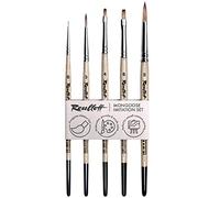 Set di Pennelli in Sintetico di Procione Roubloff Professional | 5 Sintetici Rotondi, Ovali, Piatti di Dimensioni 0, 3, 4, 5, 6 | Utilizzabili con Acrilico, Acquerello, Gouache e Olio