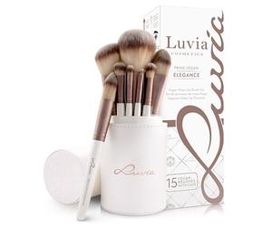 Set di pennelli Make-Up di Luvia, pennelli per il trucco con porta pennelli e sacchetto di raso per pennelli cosmetici, set di pennelli di bellezza Prime Vegan