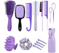 Set di pennelli per capelli, strumenti di pettine da 15 pezzi con flacone spray, bordi, pennello per capelli ricci, pennello rotondo, pennello e clip per capelli, strumenti di styling per la cura dei