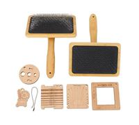 Set di pennelli per cardatura in lana, righello per filo di legno, righello di densità, misuratore di angolo, kit per catena di pennelli multifunzione portatile per la miscelazione della lana, set di