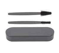 Set di pennelli per ciglia in silicone, pennelli per trucco elastici riutilizzabili, custodia portatile antipolvere per lo styling delle ciglia (Grey)