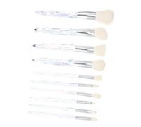 Set di Pennelli per Cosmetici 10 Pezzi Manico Cristallo | Applicazione Uniforme di Liquidi e Creme, Tocco Confortevole, Design Irregolare Brillante, Set da Dieci Pezzi