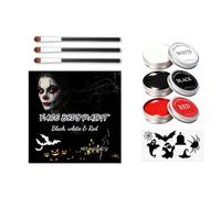 Set di pennelli per il viso e il corpo con pennello, colore nero + bianco + rossore, per clown, diavolo, vampiri, scheletro, cosplay, kit di pennelli per il corpo