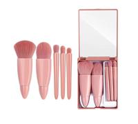 Set di Pennelli per Make-up 5 Pezzi - Set Professionale con Custodia, Setole Sintetiche e Vegane, Resistenti e Morbide - Fondotinta, Cipria, Ombretto & Trucco per Occhi - Ideale per Principianti e Pro