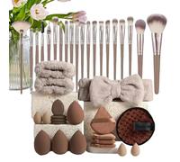 Set di pennelli per make up - kit premium in fibra - applicatori deluxe alla moda | polvere impeccabile crema liquida - pennello con fascia comfort - organizzatore leggero per principianti