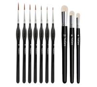 Set di Pennelli per Miniature e Modellismo, 10 Pezzi: 7 Pennelli per Dettagli Fini + 3 Drybrush, Adatti per Pittura Acrilica, Acquerello e Olio,per Warhammer, Citadel, e Game Workshop