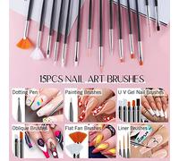 Set di Pennelli per Nail Art Professionali da 31 Pezzi, Set di Pennelli Professionali, Pennelli per Nail Art, Impugnatura Comoda Multifunzionale, Materiali di