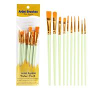 Set di pennelli per pittura ad : pennelli per pittura acrilica da 10 pezzi, artisti e principianti | setole, spazzole spesse sottili multiuso, impugnatura comoda, du